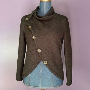 4/$25 Lightweight Black Overlap Sweater Size S